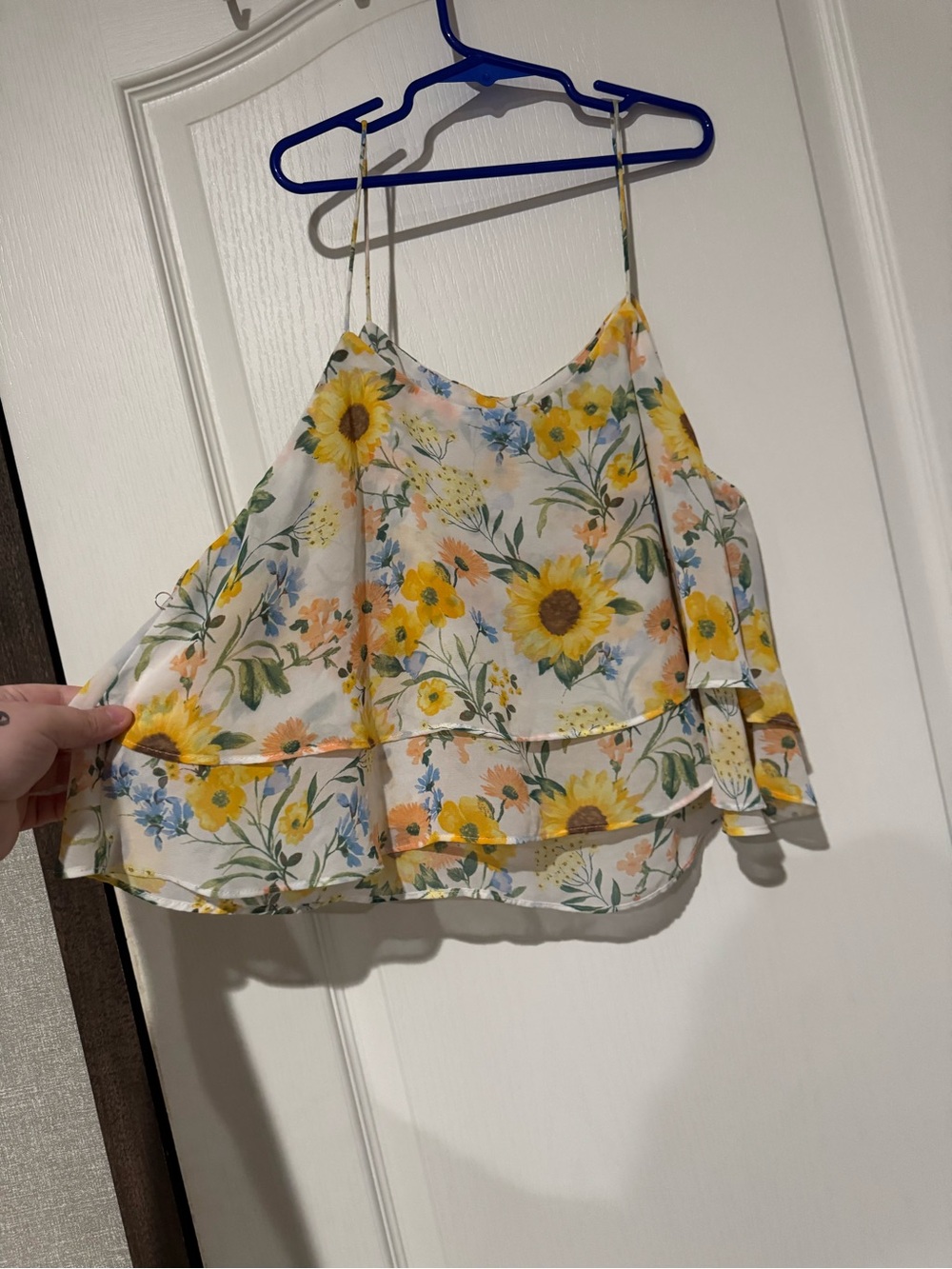Sunflower Floral Tiered Chiffon Cami Tank